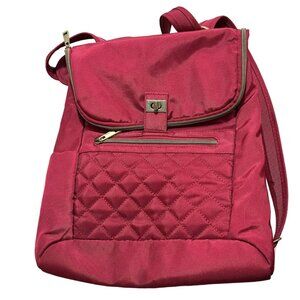 Travelon red backpack convertible purse antitheft - like new condition!